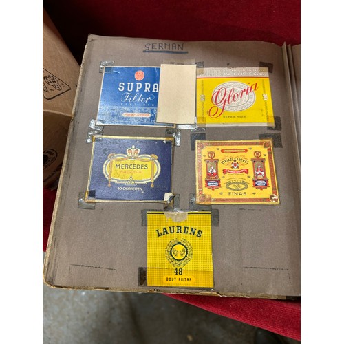 157 - COLLECTION OF VINTAGE CIGARETTE PACKETS IN AN ALBUM AND A BOX OF VINTAGE MATCHBOXES - OVER 100 IN TO... 