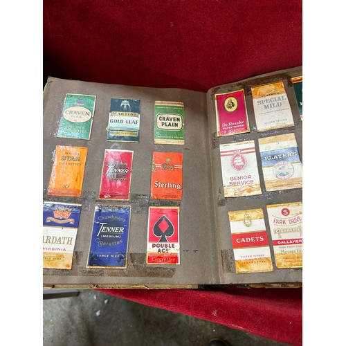 157 - COLLECTION OF VINTAGE CIGARETTE PACKETS IN AN ALBUM AND A BOX OF VINTAGE MATCHBOXES - OVER 100 IN TO... 