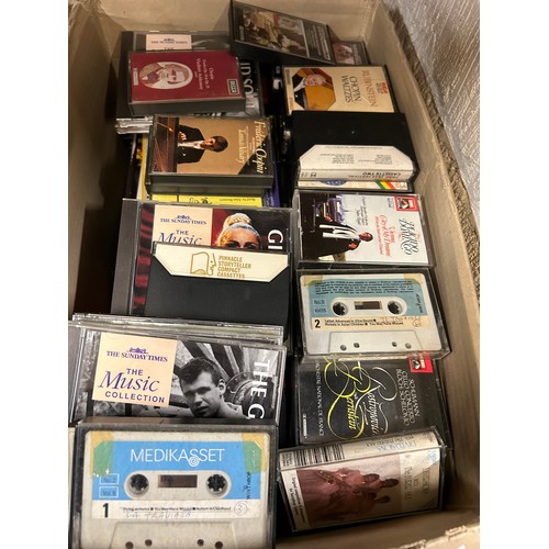 168 - LARGE BOX FULL OF CDs and CASSETTE TAPES - EASY LISTENING AND CLASSICAL