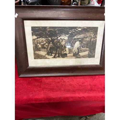 133 - AN EDWARDIAN PRINT IN ORIGINAL OAK FRAME BY MARGARET KEMP WELCH - SIGNED IN THE MARGIN