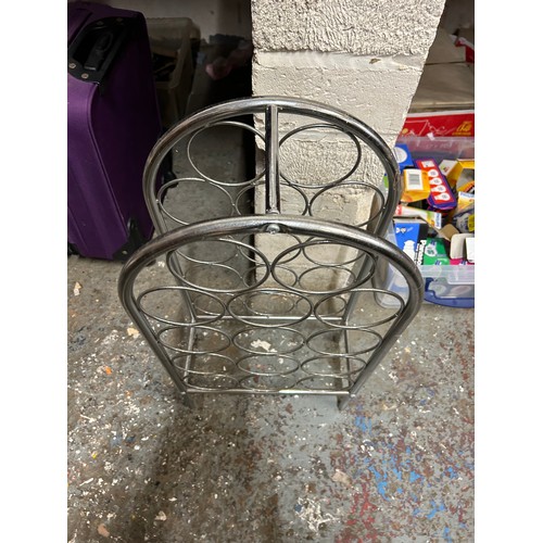 186 - CHROME PLATED WINE RACK