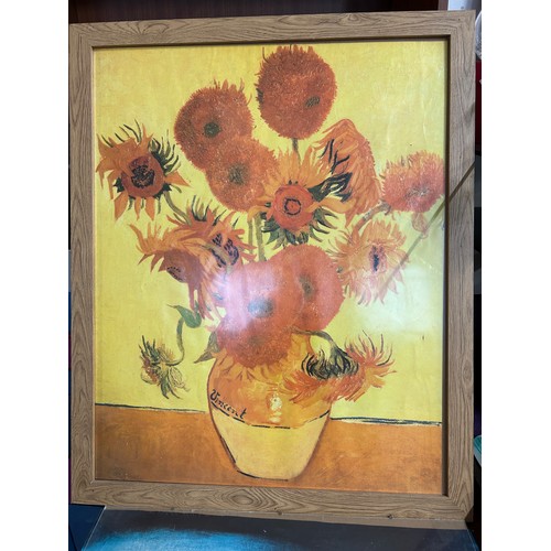 190 - 3 FRAMED PRINTS, VAN GOGH SUNFLOWERS, SALVADOR DALI AND PAUL KLEE