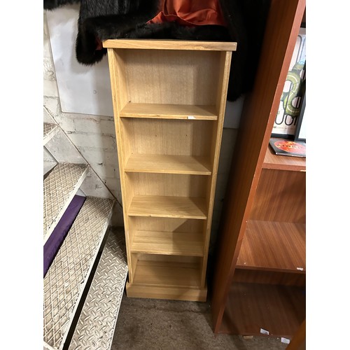 192 - NARROW BOOKCASE WITH 6 SHELVES IN PALE WOOD COLOUR