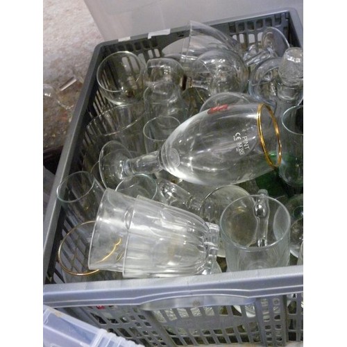 359 - 2 X BOXES FULL OF CHAMPAGNE FLUTES, WINE, SHERRY, BEER AND OTHER