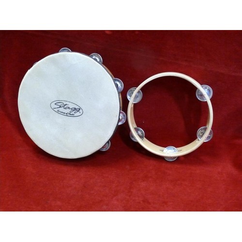 377 - VINTAGE STAGG TAMBOURINE, & ANOTHER SMALLER.