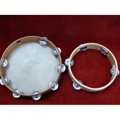 377 - VINTAGE STAGG TAMBOURINE, & ANOTHER SMALLER.