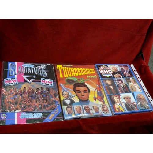 386 - DR WHO YEAR BOOK, ALSO GLADIATORS, AND THUNDERBIRDS ANNUALS.