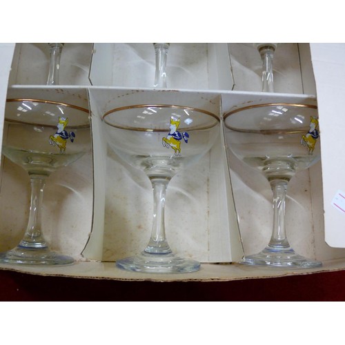 388 - LOVELY SET OF 6 RETRO BABYCHAM GLASSES IN ORIGINAL 'PARTY PACK' BOX