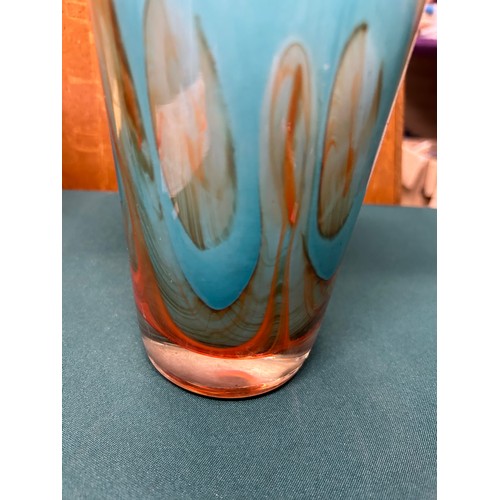 1 - ELEGANT MURANO STYLE VENETIAN GLASS HAND MADE LARGE COLOURFUL FLOWER VASE