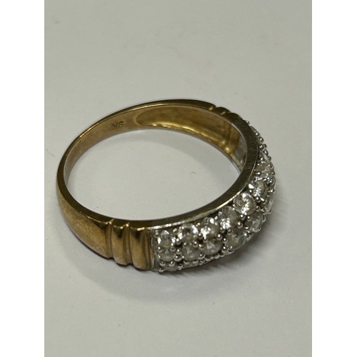 12 - 9CT GOLD AND WHITE STONE ENGAGEMENT RING SIZE Q WEIGHT 2.82GR