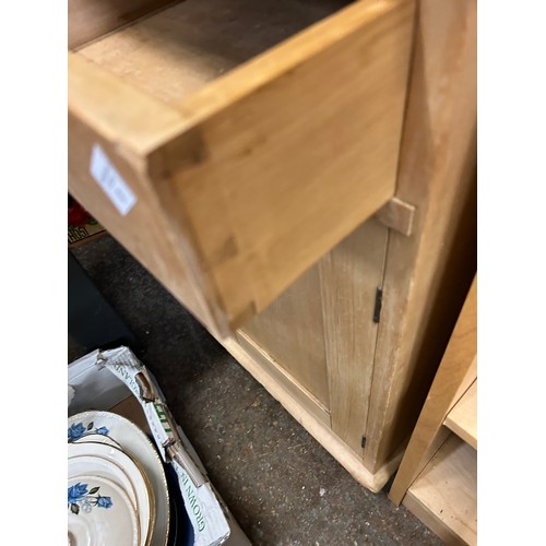 471 - SMALL PINE CUPBOARD WITH 1 DRAWER. ON BUN FEET