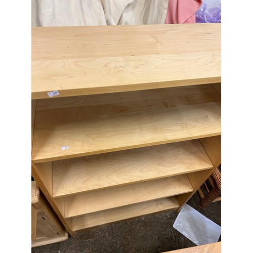 468 - STURDY BEECH SHELVES/BOOK SHELVES.