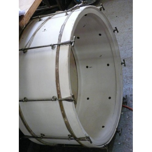 408 - VINTAGE BASE DRUM. CREAM PAINTED.