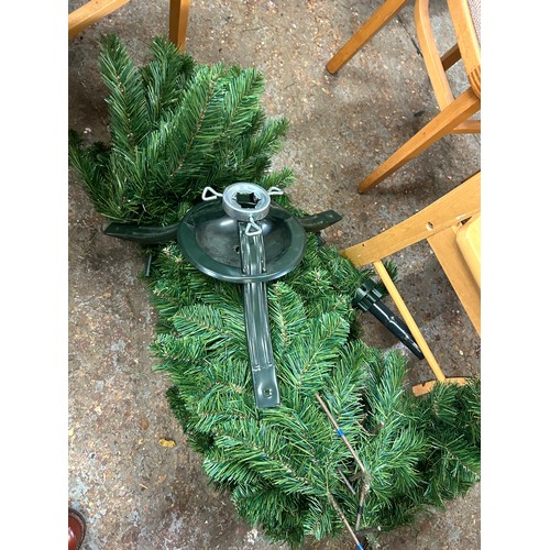 348 - LARGE FAUX CHRISTMAS TREE, GREEN, ON STAND.