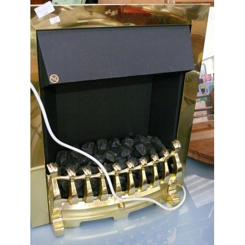 418 - ELECTRIC COAL EFFECT 'INSET' FIRE WITH BRASS SURROUND.