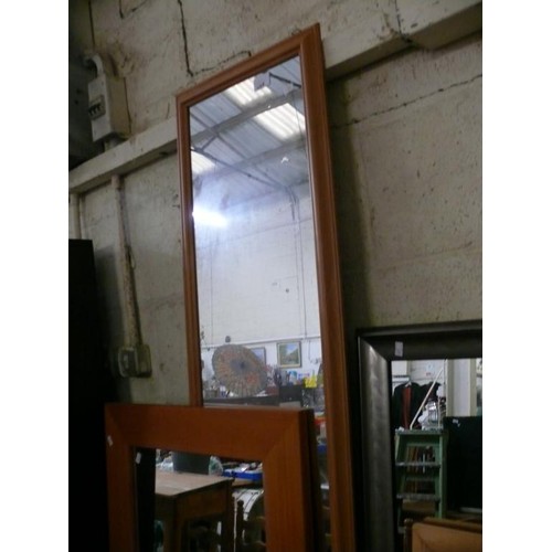 438 - 6 X CONTEMPORARY MIRRORS. MIXED SIZE & STYLE INC PINE, PEWTER COLOUR ETC