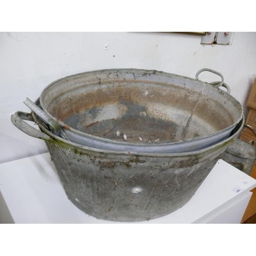 452 - 2 X VINTAGE GALVANISED TIN BATHS