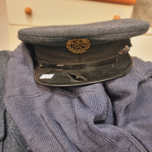 450A - Full RAF uniform with great coat, cap and badge