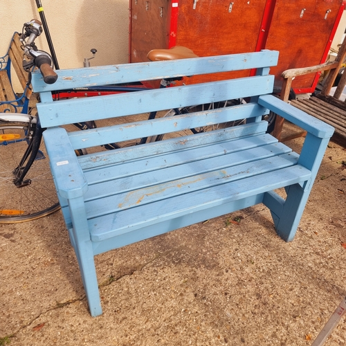 494 - BLUE WOODEN GARDEN BENCH