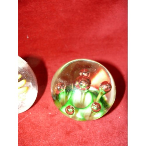 77 - 3 LOVELY PAPERWEIGHTS WITH COLOURFUL DECORATION