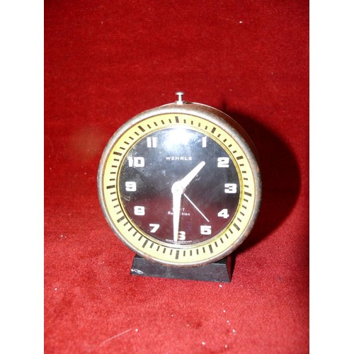 78 - A VINTAGE WEHRLE FLIRT REPETITION ALARM CLOCK MADE IN GERMANY