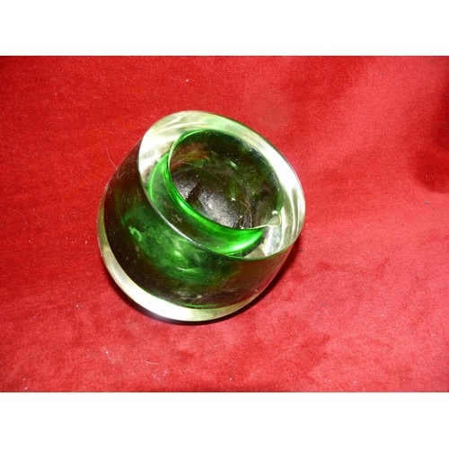 82 - VINTAGE MURANO GREEN ORB DISH