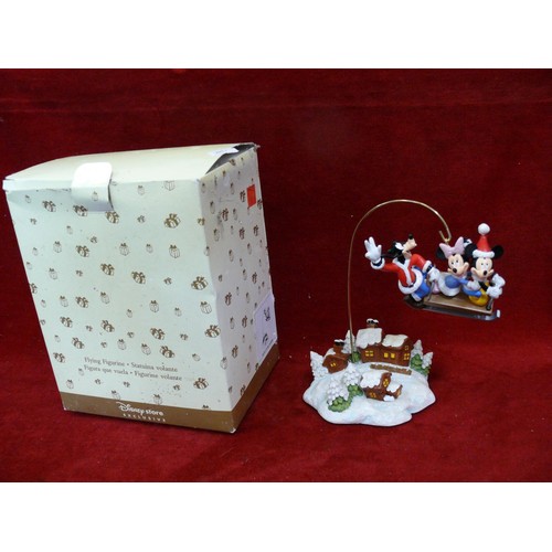 85 - DISNET STORE EXCLUSIVE FLYING FIGURINE WITH MICKEY, MINNIE AND GOOFY INCLUDES ORIGINAL BOX