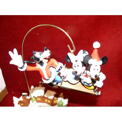 85 - DISNET STORE EXCLUSIVE FLYING FIGURINE WITH MICKEY, MINNIE AND GOOFY INCLUDES ORIGINAL BOX