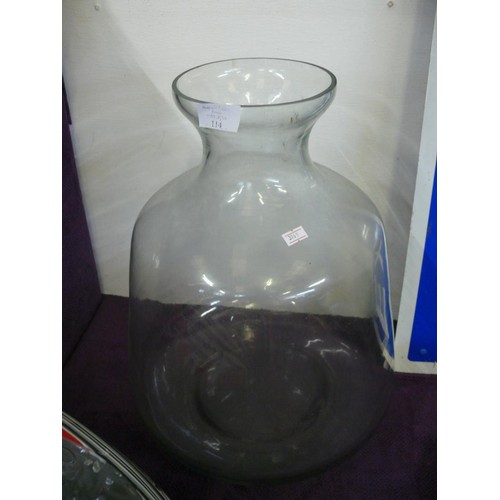 114 - LARGE VINTAGE CLEAR GLASS CARBOY BOTTLE