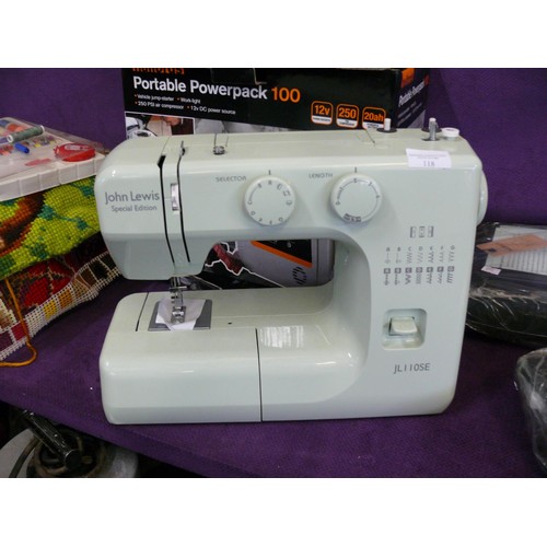 118 - JOHN LEWIS SEWING MACHINE JL110SE AND PEDAL