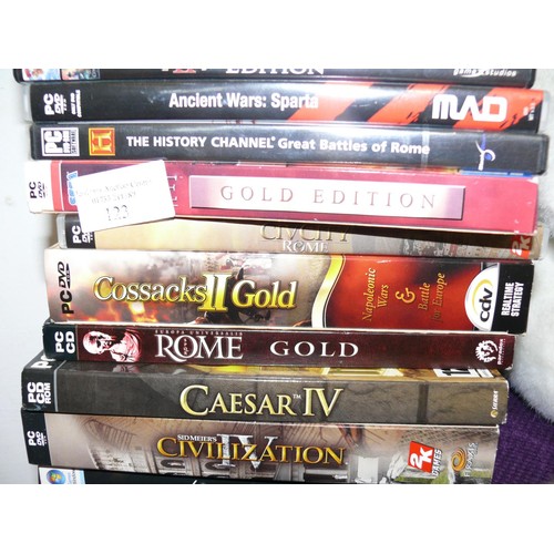 123 - QUANTITY OF FANTASY PC GAMES TO INCLUDE EXPLOSIVE, AGE EMPIRES GOLD EDITION, ROME, CEASAR THE THIRD,... 