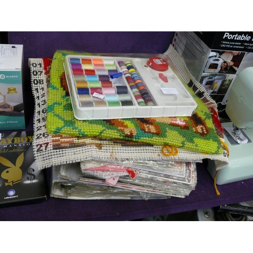 125 - SELECTION OF NEEDLECRAFT PATTERNS AND SAMPLES WITH A BOX OF COTTONS