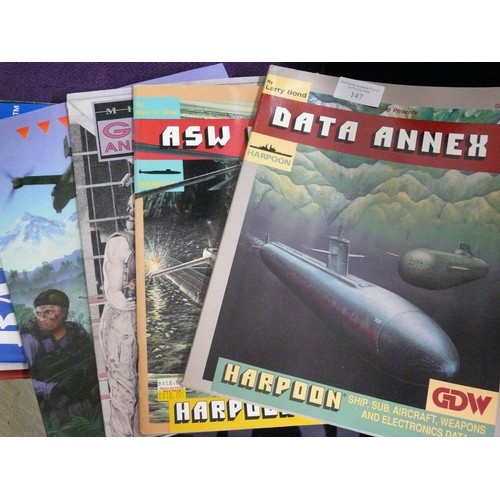 147 - QUANTITY OF ROLE-PLAY MAGAZINES TO INCLUDE DATA ANNEX HARPOON, ASW FORMS HARPOON, MILLENIUMS END GM ... 