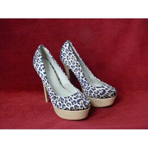 70 - PAIR OF LEOPARD PRINT STILETTO SHOES WITH 5.5