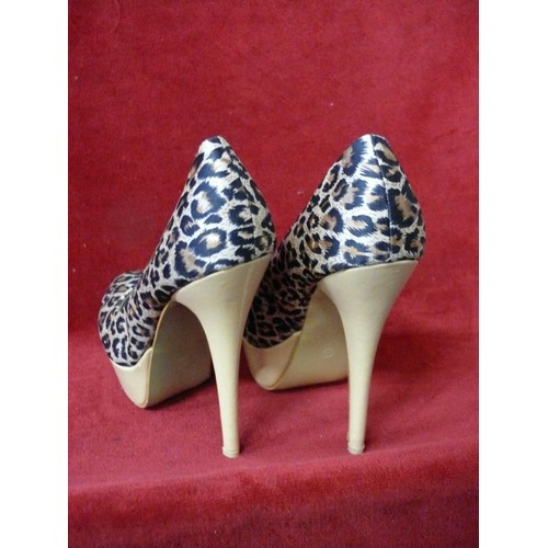 70 - PAIR OF LEOPARD PRINT STILETTO SHOES WITH 5.5