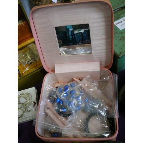 68 - 2 VINTAGE JEWELLERY BOXES WITH CONTENTS OF BEAUTIFUL COSTUME JEWELLERY INCLUDING A ROLLED GOLD HEART... 