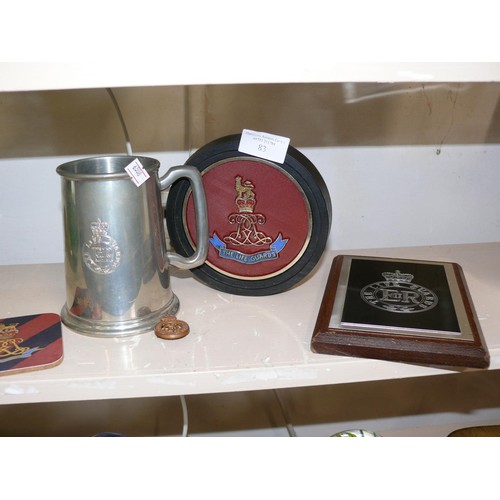 83 - THE LIFE GUARDS  MIXED COLLECTABLES TO INCLUDE BADGE, TANKARD, PLAQUES AND COASTER