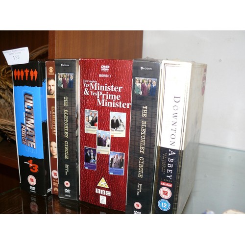 155 - COLLECTION OF DVD BOXSETS TO INCLUDE DOWNTON ABBEY, THE BLETCHLEY CIRCLE, YES MINISTER & YES PRIME M... 