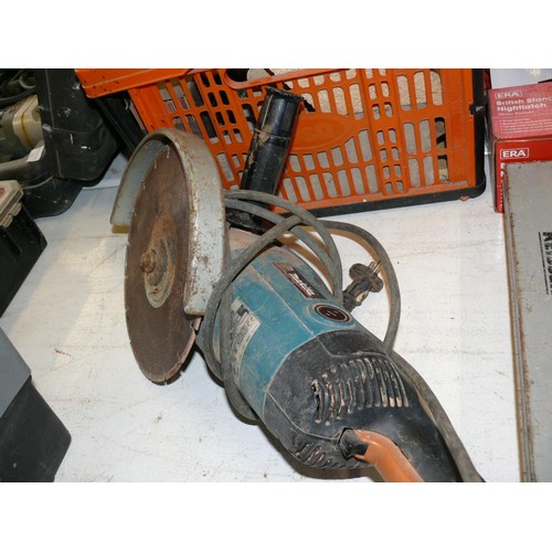 193 - LARGE MAKITA ANGLE GRINDER WITH 2 PIN PLUG, EASY TO SWAP FOR 3 PIN PLUG