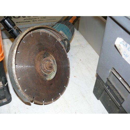 193 - LARGE MAKITA ANGLE GRINDER WITH 2 PIN PLUG, EASY TO SWAP FOR 3 PIN PLUG