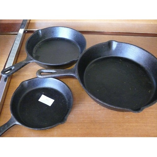 219 - SET OF 3 CAST IRON FRYING PANS BY VONSHEF