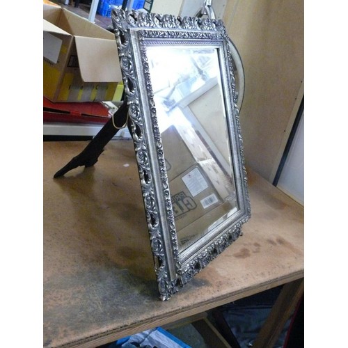 351 - LARGE STUNNING BEVEL EDGED MIROR WITH ORNATE METAL PICTURE STYLE FRAME (DAMAGE TO CORNER OF FRAME SE... 