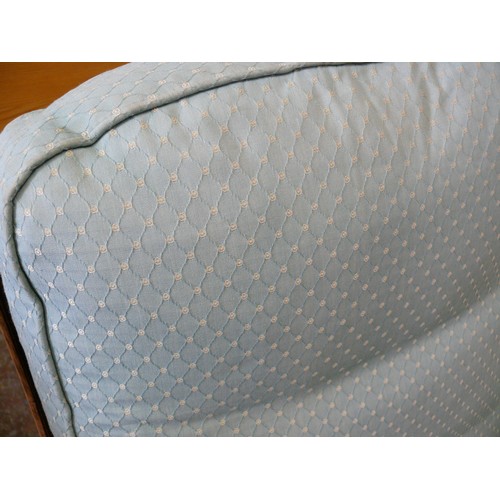 370 - WESLEY-BARRELL BERGERE ARMCHAIR, UPHOLSTERED IN DUCK EGG BLUE