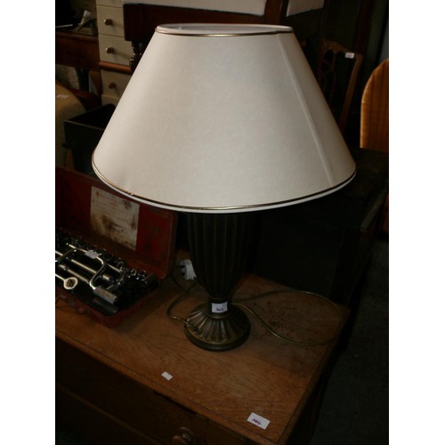 363 - IMPOSING TABLE LAMP WITH  BRONZED BASE AND  CREAM SHADE