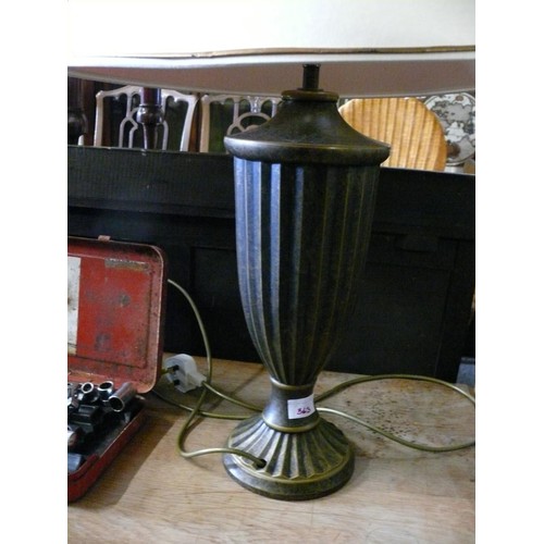 363 - IMPOSING TABLE LAMP WITH  BRONZED BASE AND  CREAM SHADE