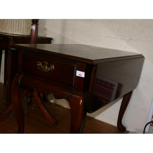 358 - MAHOGANY GLOSS  FINSH DROP LEAF END TABLE BY DEKWOOD FURNITURE