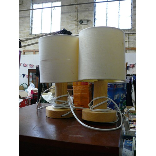 241 - PAIR OF WOODEN BASED TABLE LAMPS