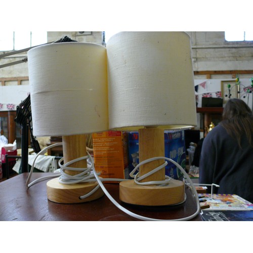 241 - PAIR OF WOODEN BASED TABLE LAMPS