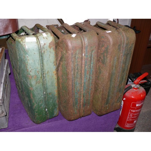 275 - 3 VINTAGE GREEN JERRY CANS