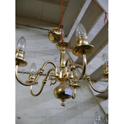 279 - 5 ARM CEILING BRASS CHANDELIER